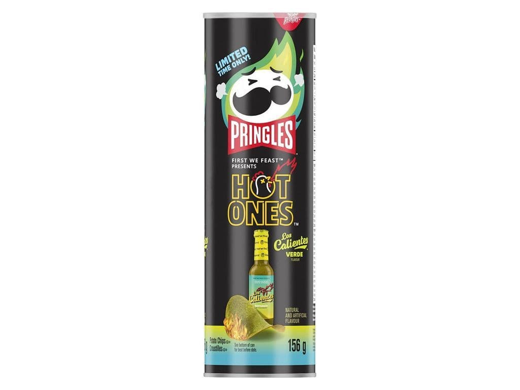 Pringles Hot Ones Los Calientes Verde Hot Sauce Stacked Potato Chips 158g