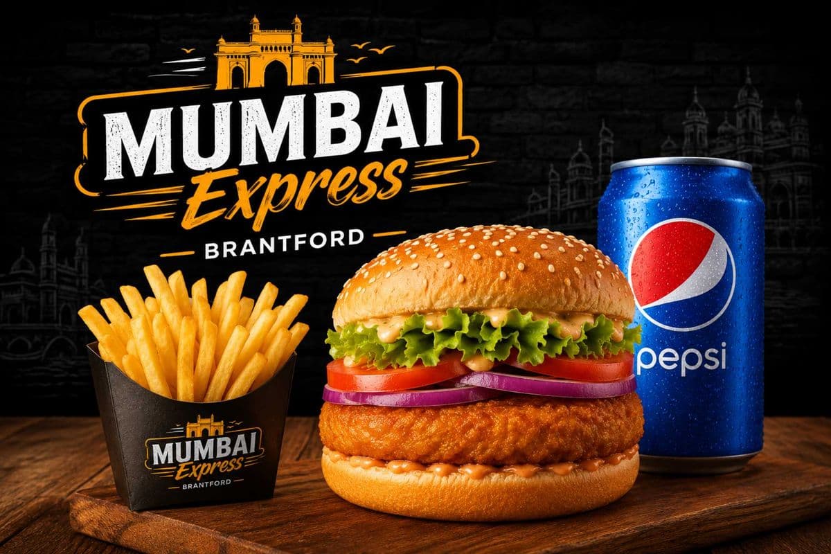 chicken burger with 1 pepsi can and fries