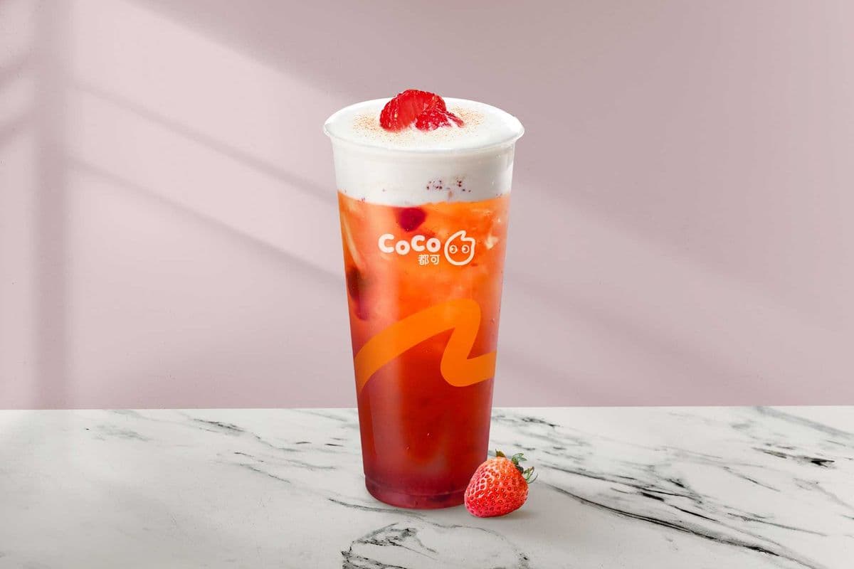 Thé noir à la fraise avec mousse crème / Strawberry Black Tea Salted Cream
