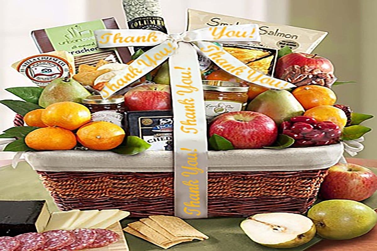Thank You - Basket - Ribbon Fruit and Gourmet Basket