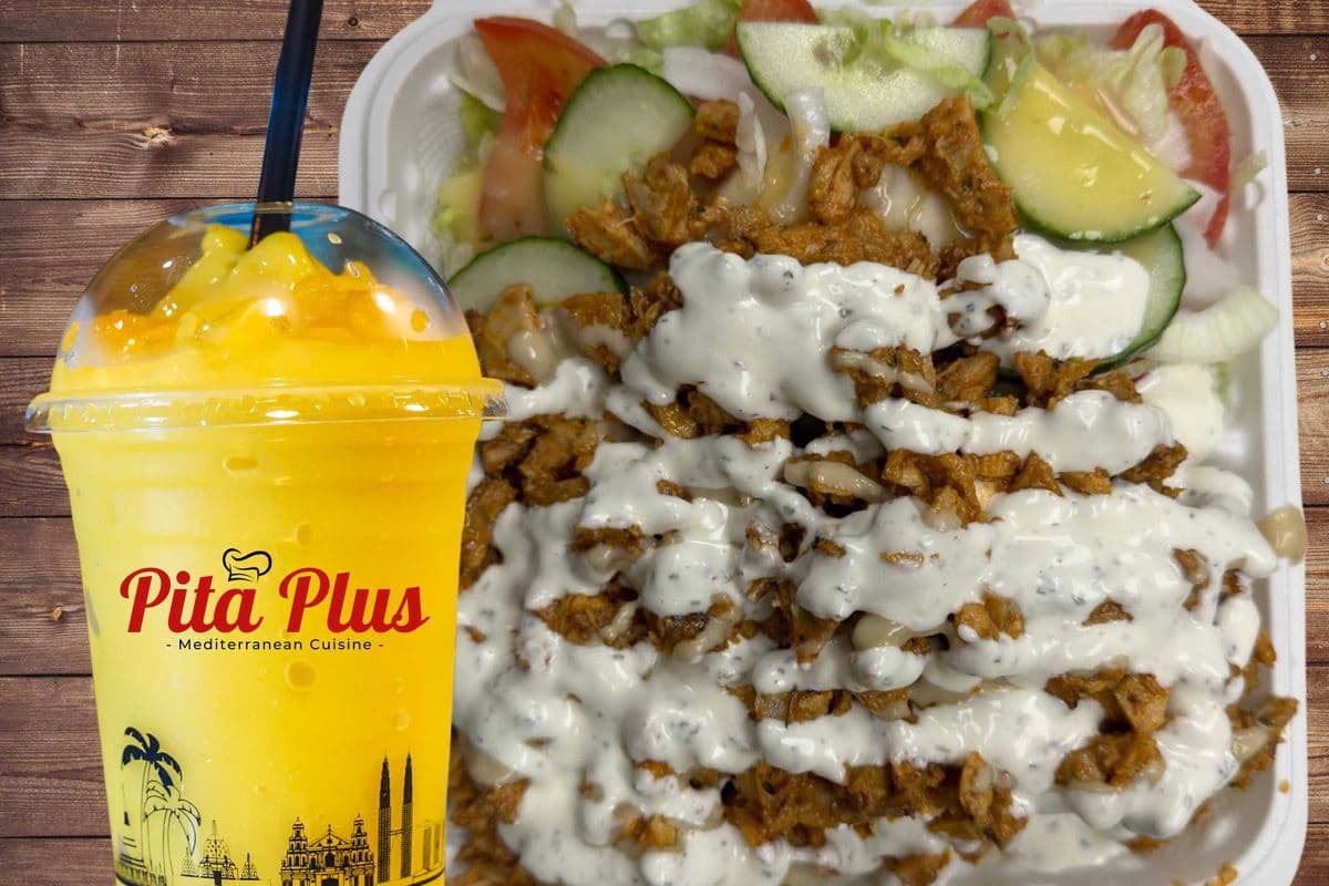 Butter Chicken Shawarma Platter + Mango Bliss Shake