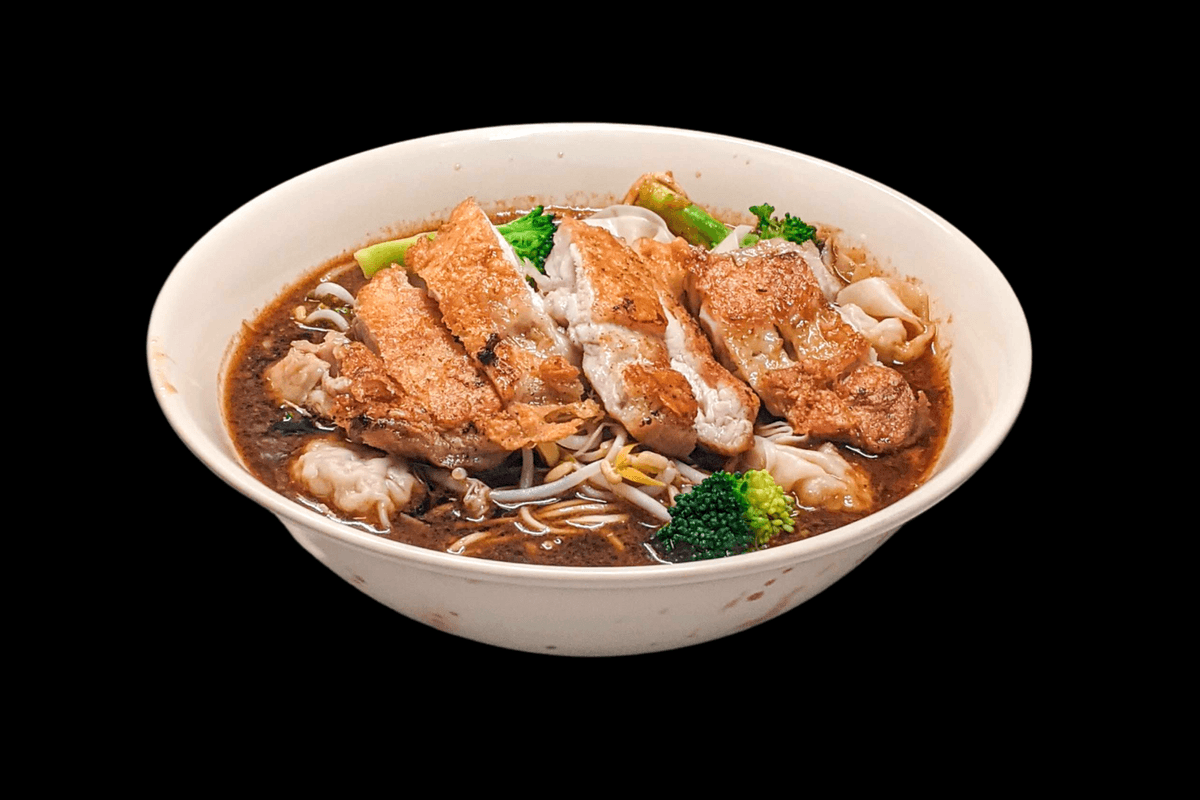 A6. Satay Chicken Steak and Wonton Vegetable Noodle Soup