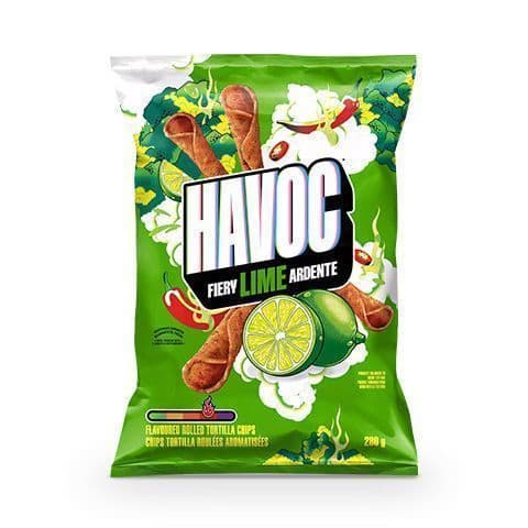 Havoc Fiery Lime Flavoured Rolled Tortilla Chips, 280 g