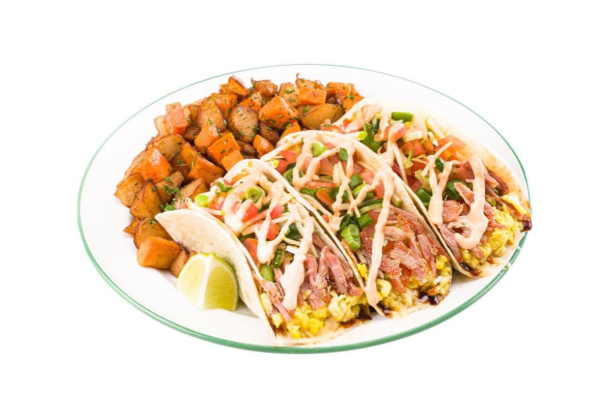 Breakfast tacos (1090 Cals.)