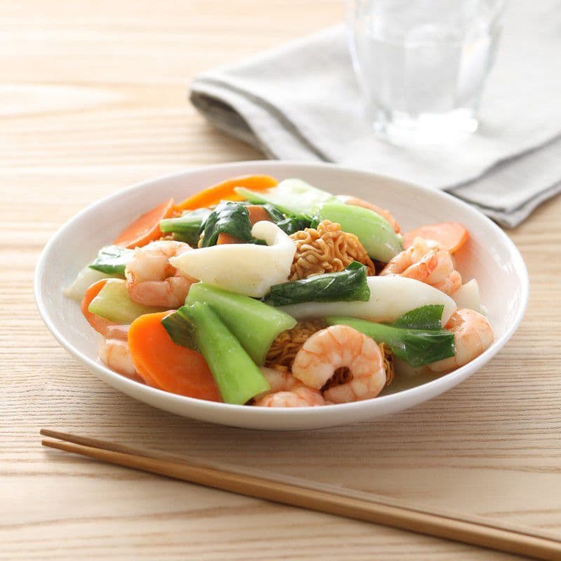 Seafood with Vegetables Crispy Chow Mein / 時菜海鮮炒麵