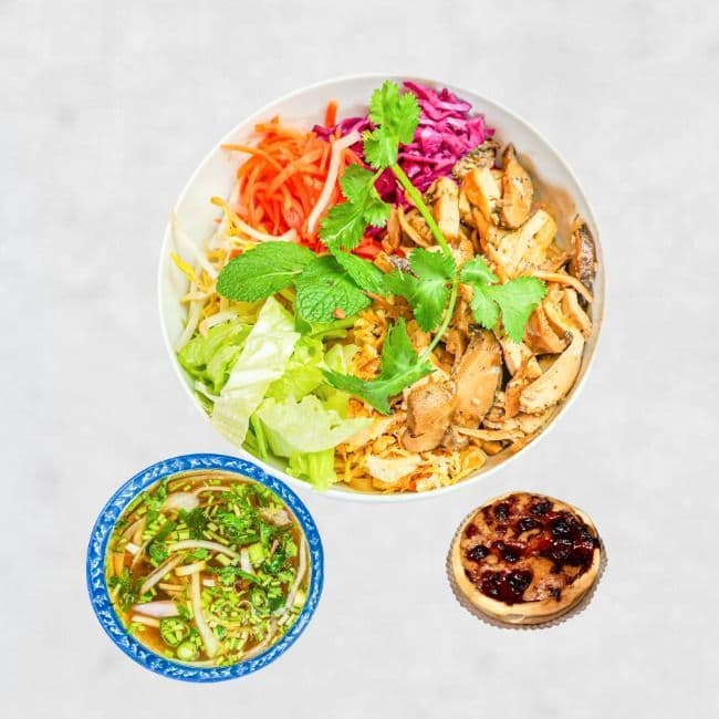 C3. Combo de Pho mixte + Soupe + Dessert: tarte
