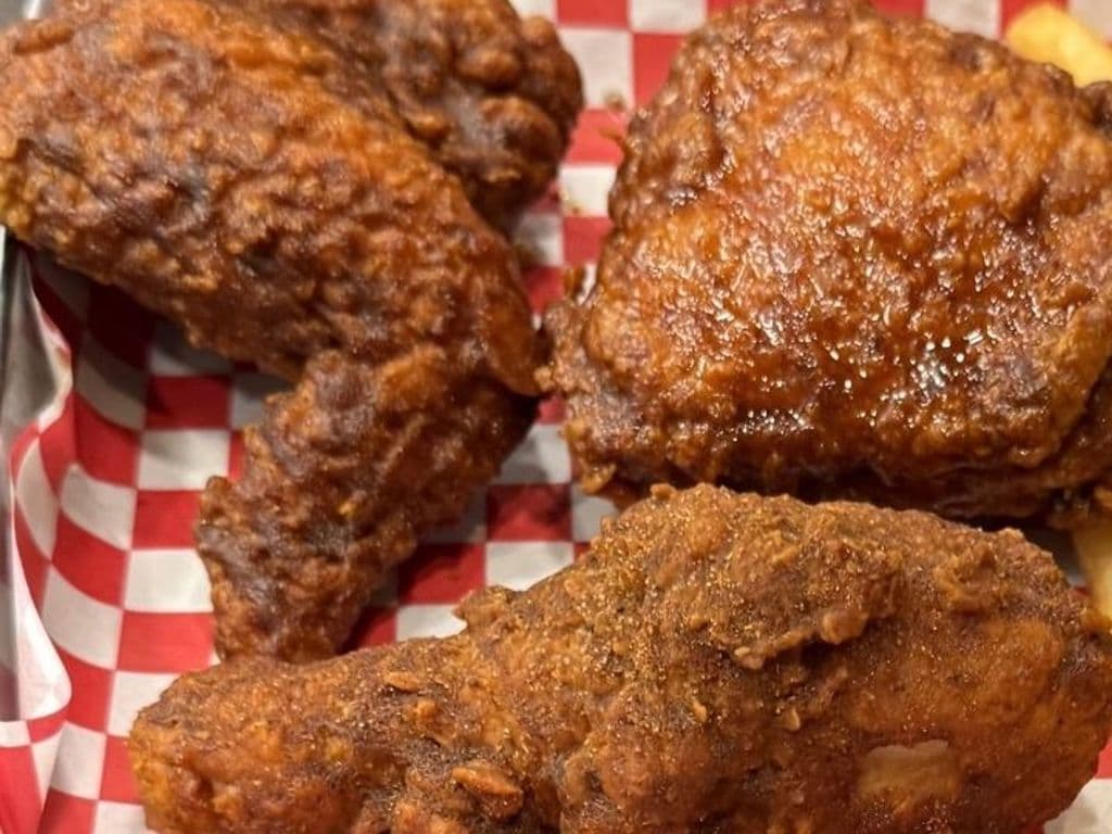2 PC Nashville Hot Chicken - Includes Thigh and Drum. Restaurant reserves the right to exchange based on availability.