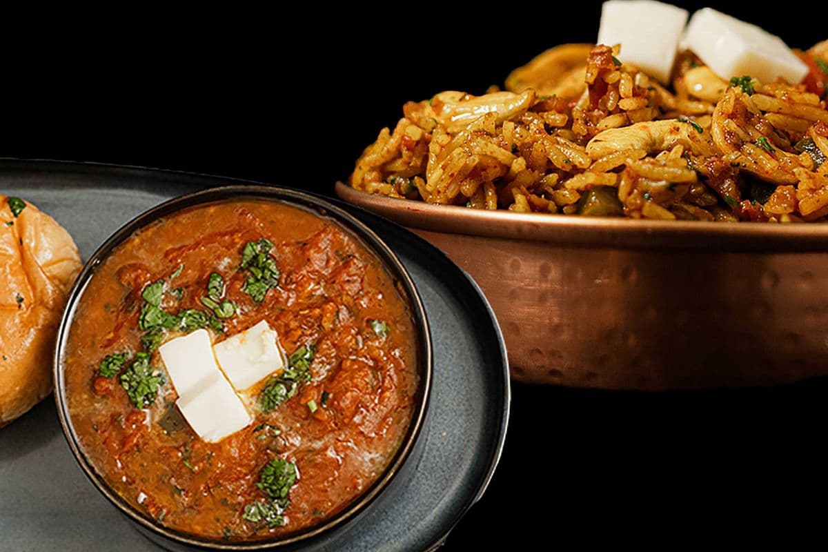 Butter Pav Bhaji and Tawa Pulav