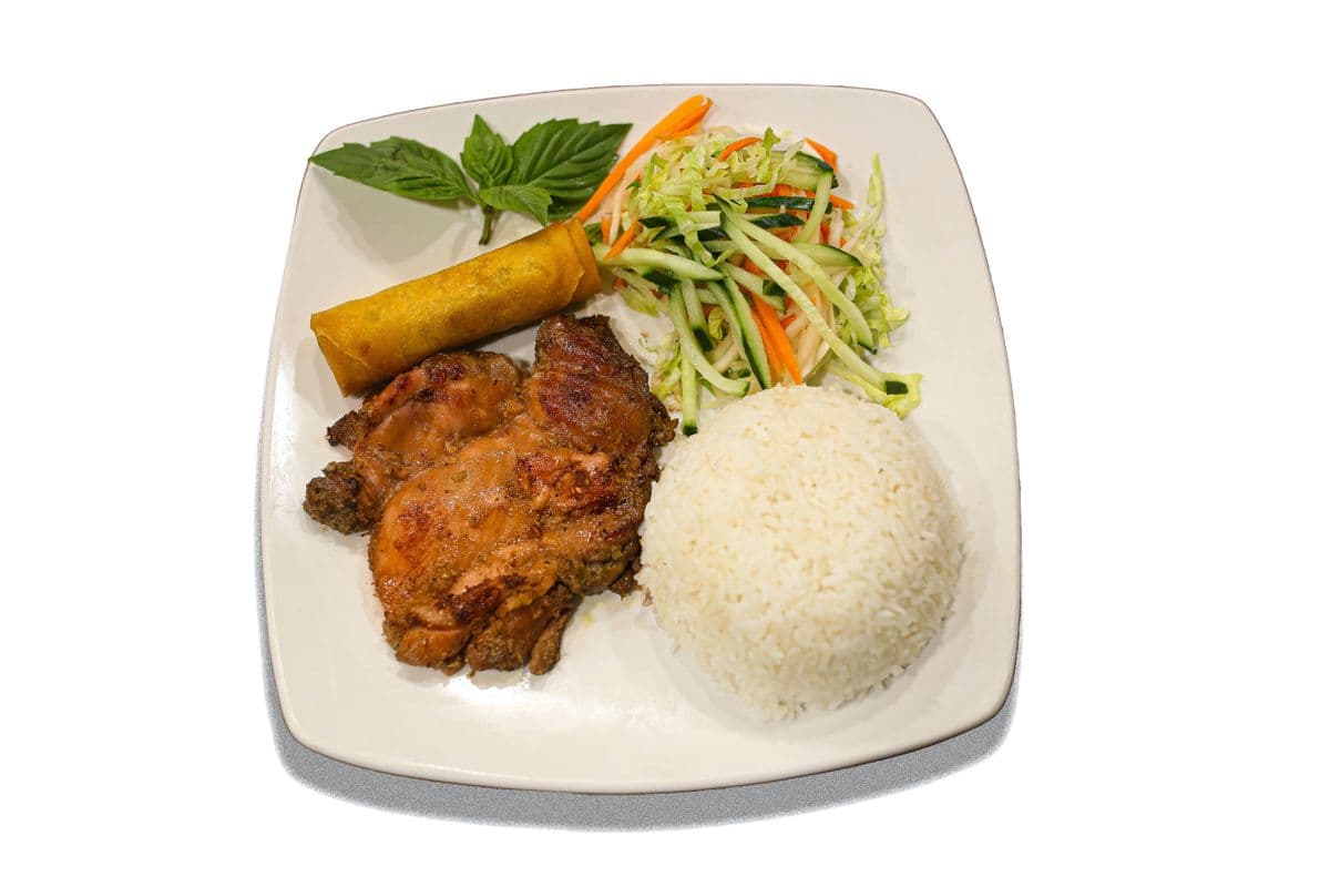 67. Grilled Lemongrass Chicken & Spring Roll ( Com Ga Cha Gio)