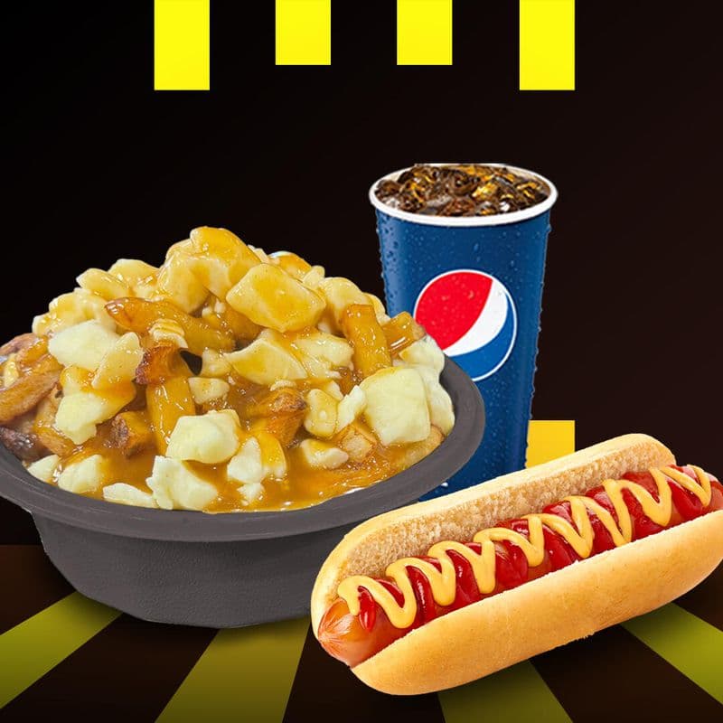 Fiesta 2 : Trio Hot-dog Poutine / Fiesta 2: Small poutine, hot dog and beverage