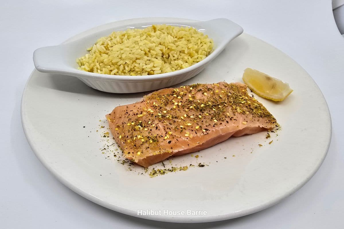 Grilled Atlantic Salmon and Rice