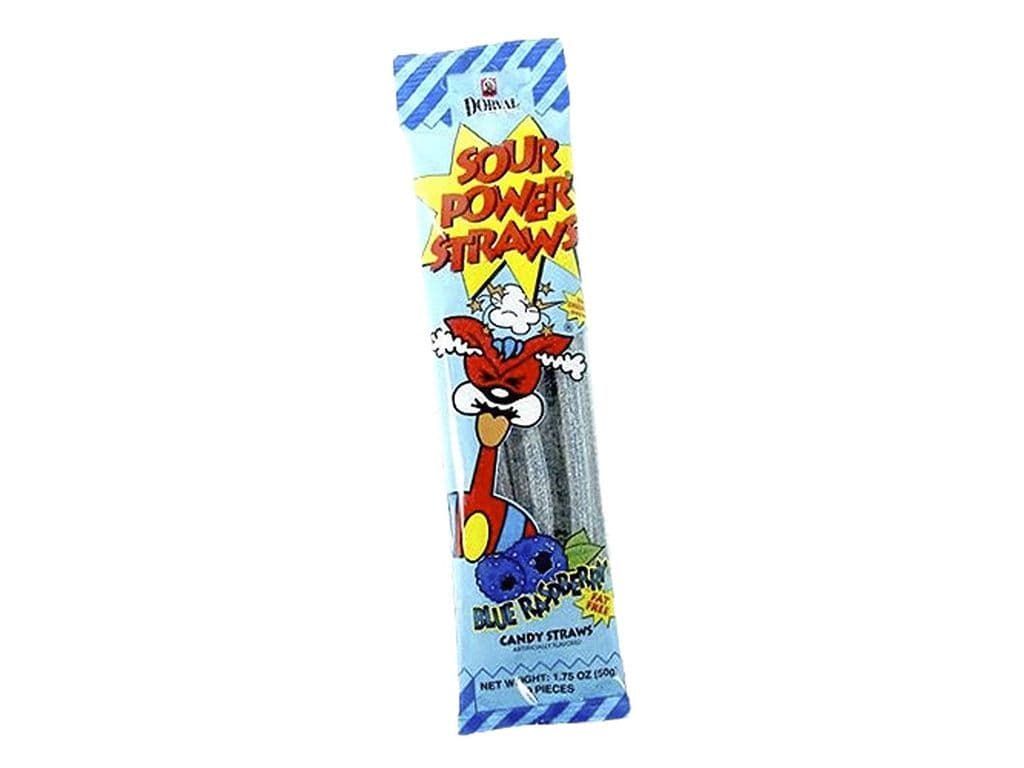 Sour Power Blue Raspberry Gummy Candy Straws 50g