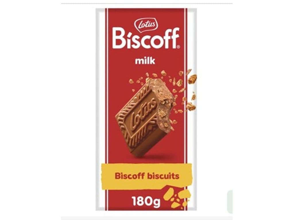Lotus Biscoff Milk Chocolate Bar with Crunchy Cookie Pieces 180g Block