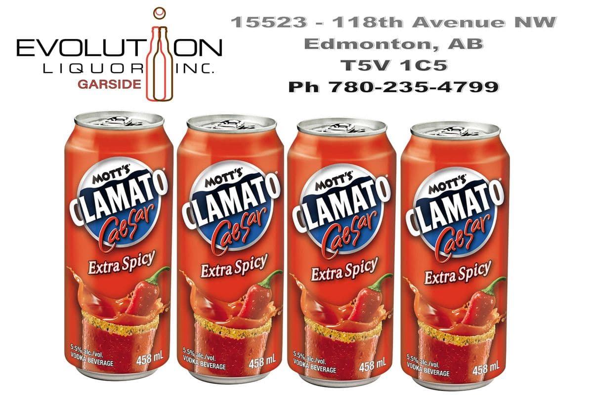 Mott's Clamato Caesar Extra Spicy C458-04 (4 x 458 ml Can)