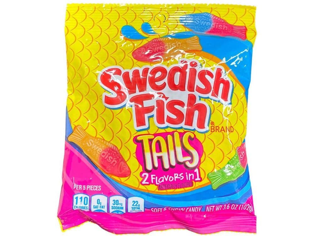 Swedish Fish Tails 102g Chewy Candy Gummies Bag