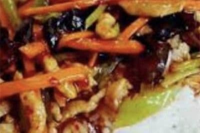 H13. Shredded Pork in Chongqing-Style on Rice 鱼香肉丝饭