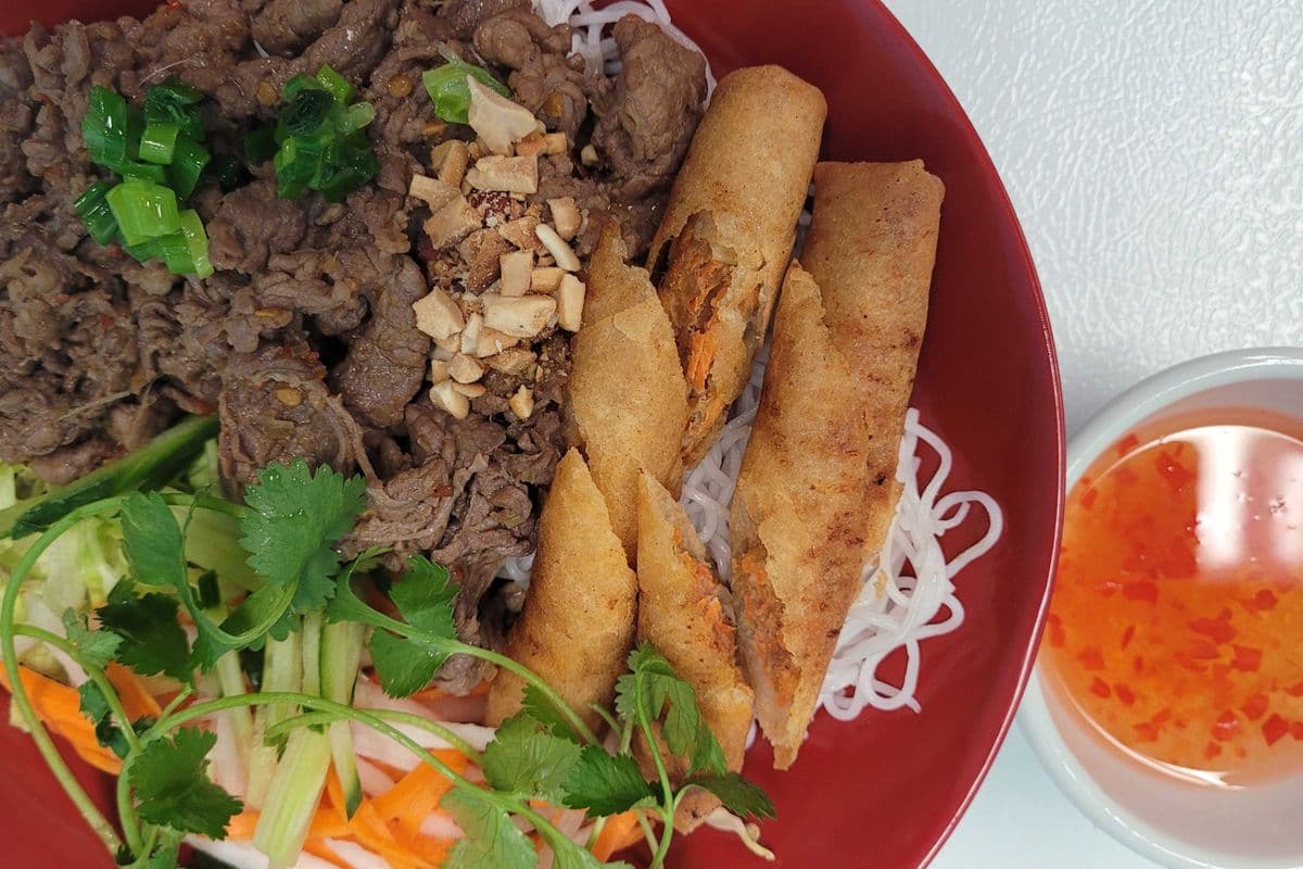 18. Vermicelli Sate Beef and Spring rolls