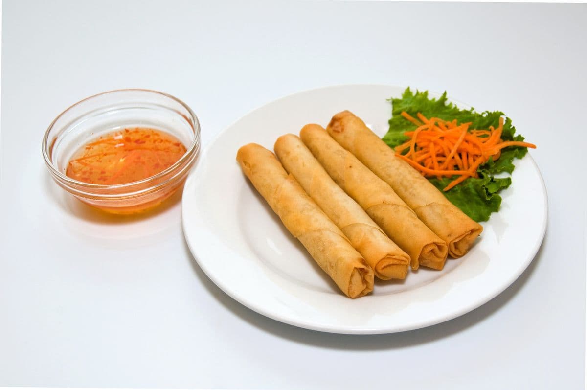 1. Deep-Fried Pork Spring Rolls (4 pcs)