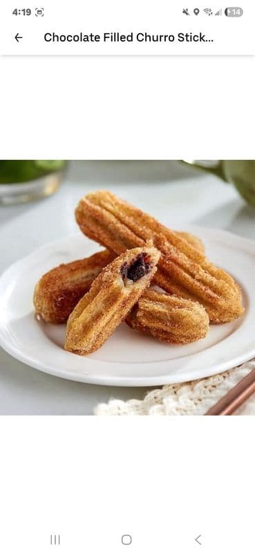 2pcs Chocolate Filled Churro Sticks 4 Inch