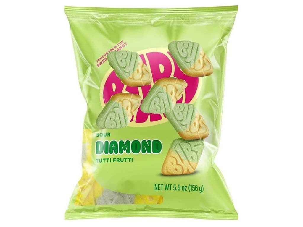 Bubs Sour Diamond Tutti Frutti Swedish Style Vegan Foam Gummies 156g