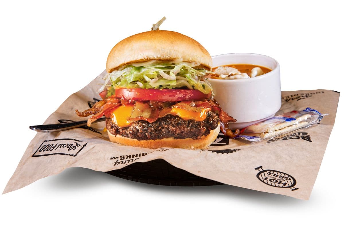 Old Style Bacon N' Cheddar Burger Platter