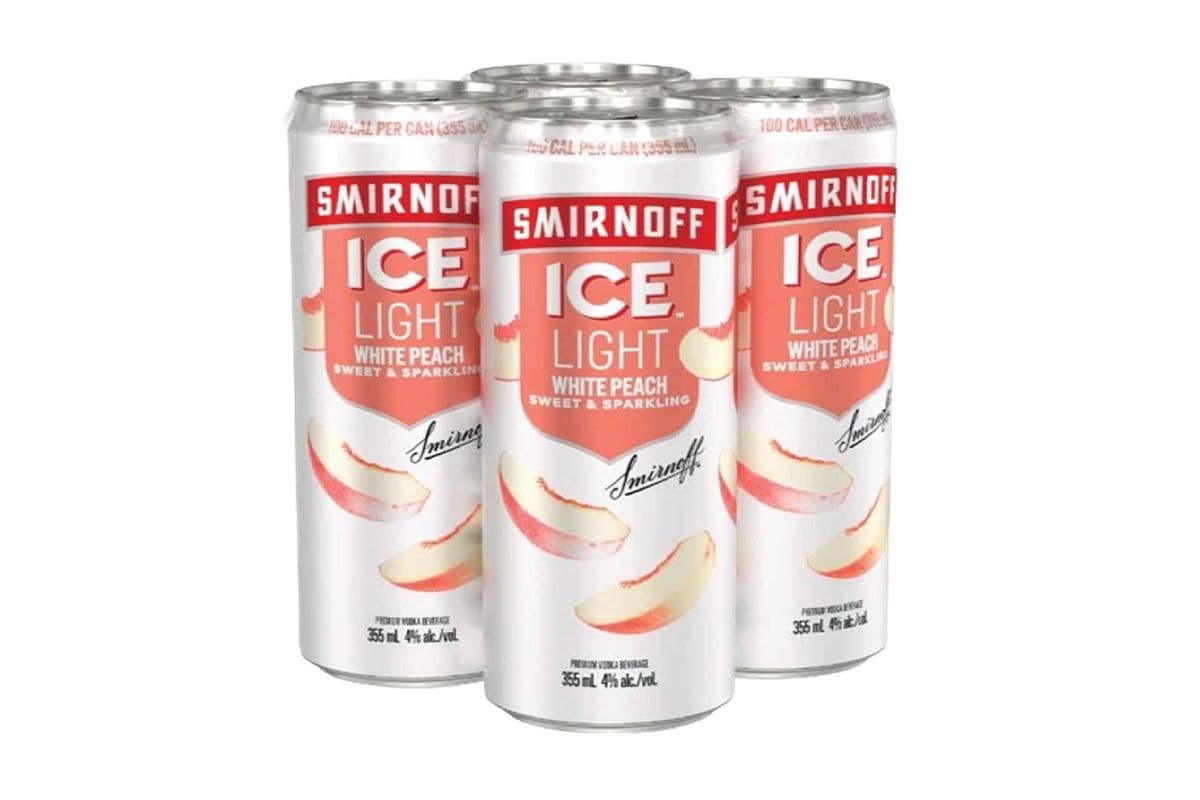 776484. SMIRNOFF ICE LIGHT WHITE PEACH & SODA (4 x 355ML (CANS))