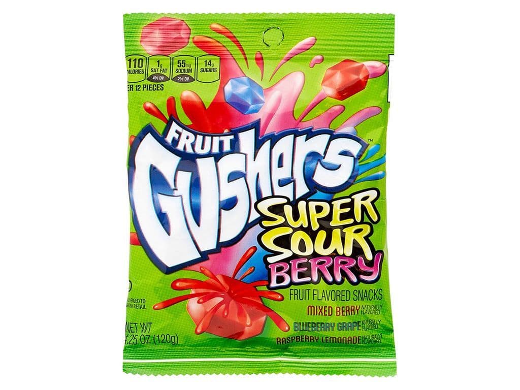 Fruit Gushers Super Sour Berry Gummy Candy Bag