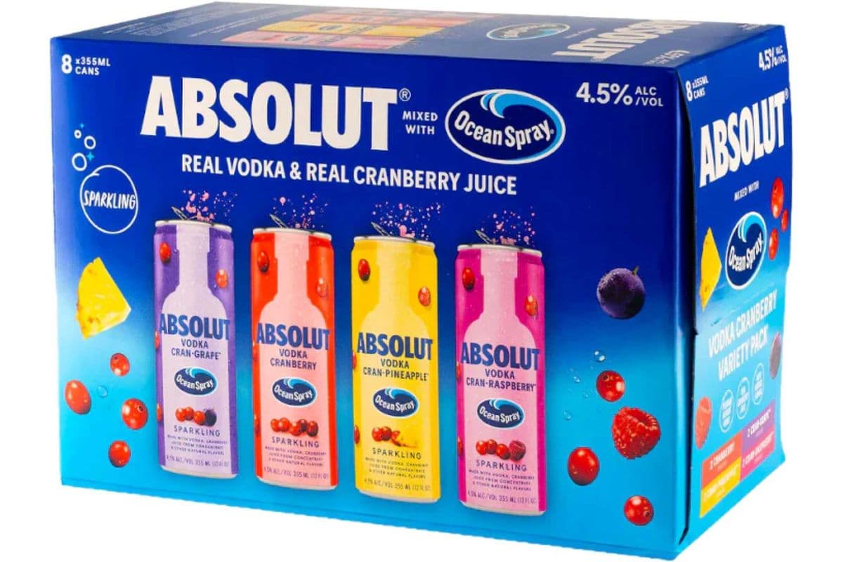 ABSOLUT X OCEAN SPRAY VARIETY (8 PACK) (8 x 355ML CAN)