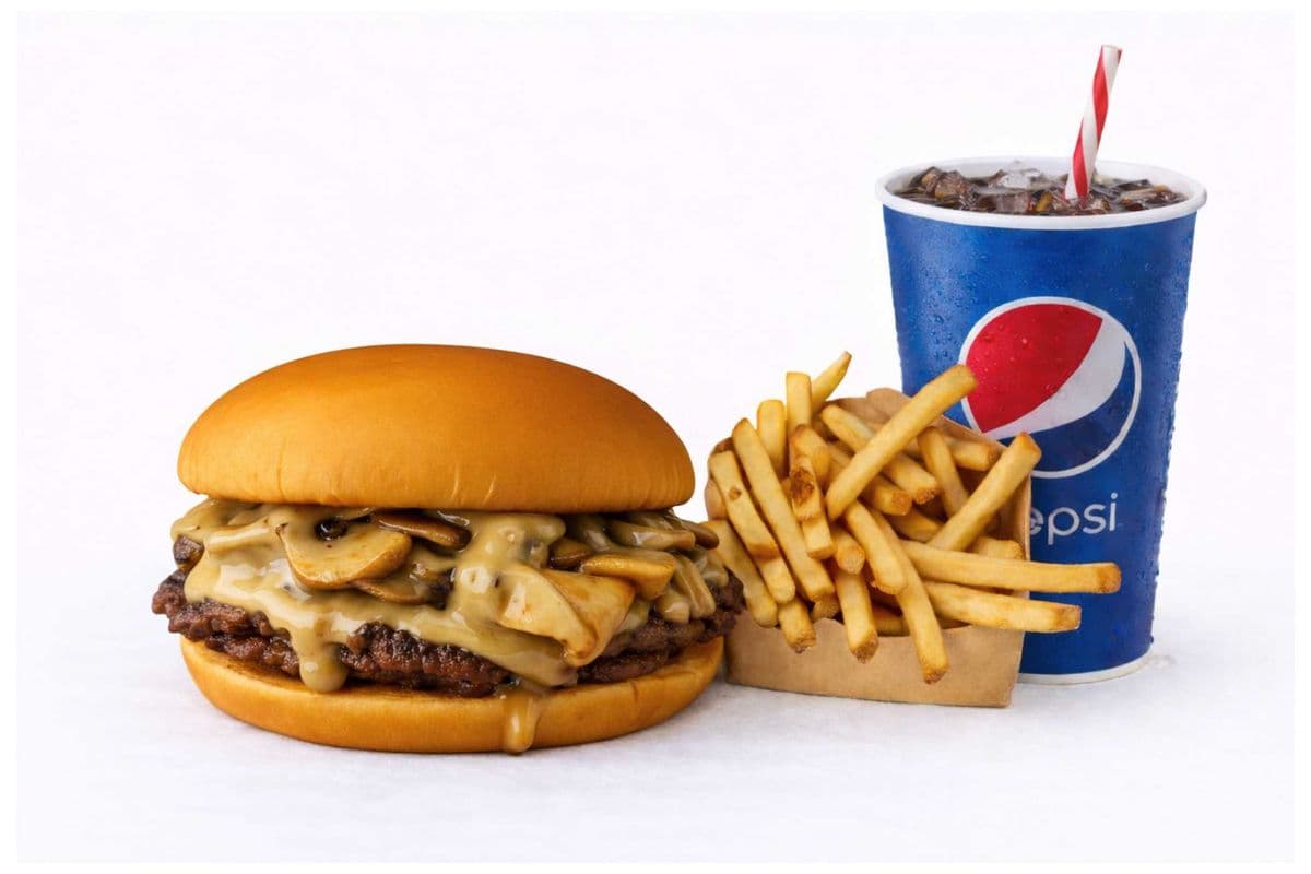 Swiss, Mushroom and Onion Burger Combo