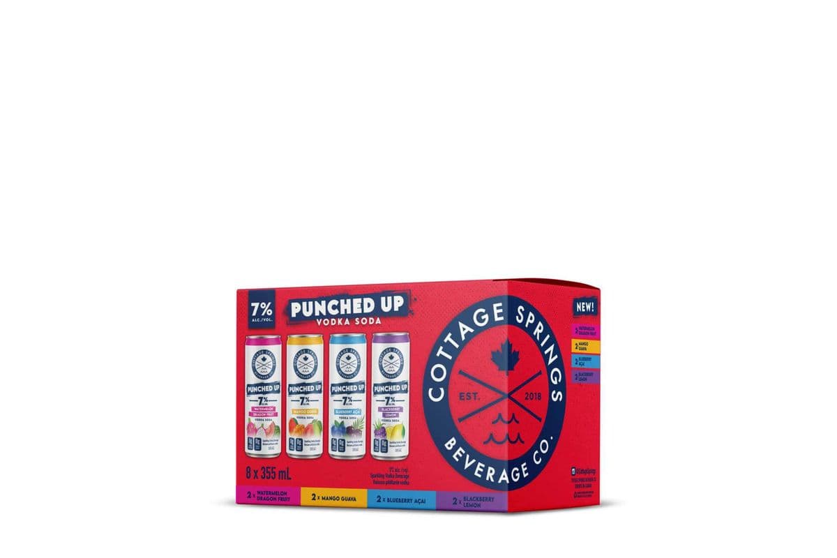 Cottage Springs Punched Up Vodka Soda Mixed 8 Pack (8 x 355 ml Cans)
