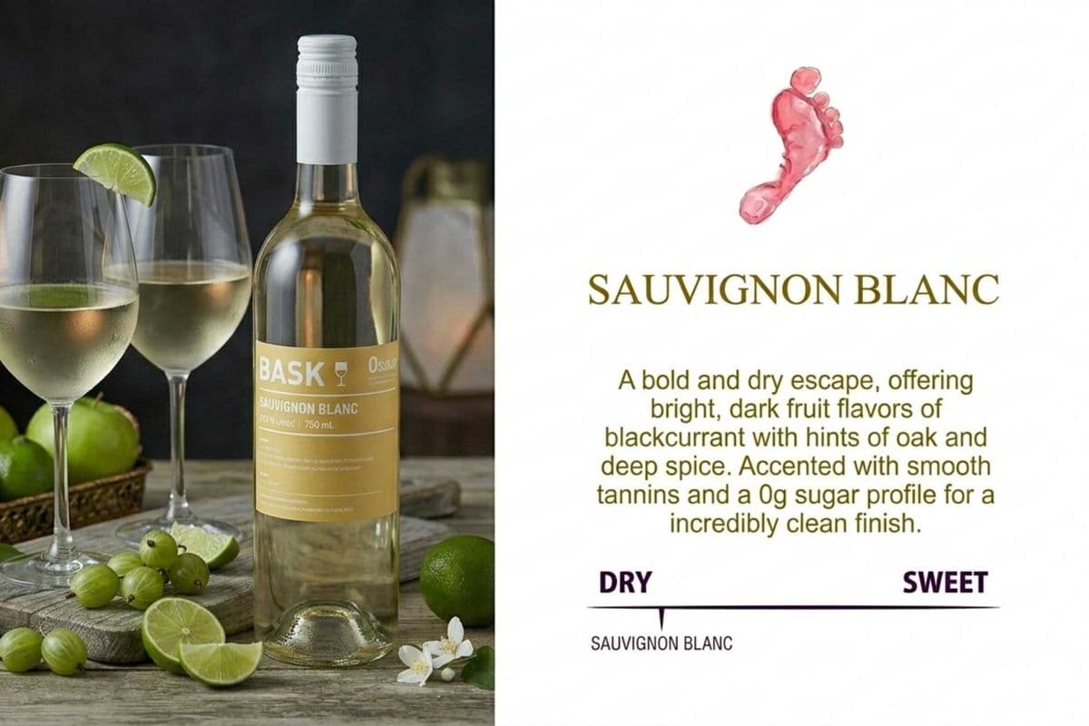 BASK SAUVIGNON BLANC 0G SUGAR (750ML) 12.0% ABV (1 x 750 mL)