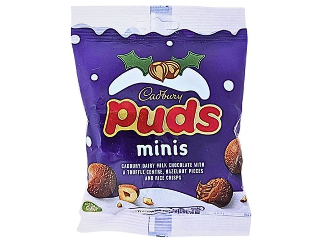 Cadbury Puds Minis Hazelnut Rice Crisp Truffle Balls UK 73g