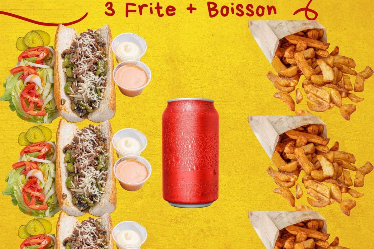 3 Sous-Marine + 3 Frites + Boisson