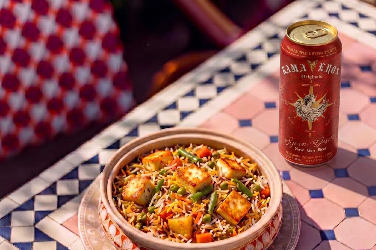 KAMA EROS INDIAN BEER WITH VEGETABLE BIRYANI
