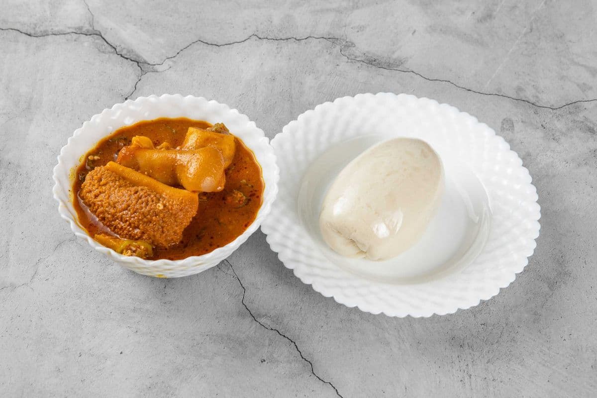 Okro and Ogbono with Pounded Yam