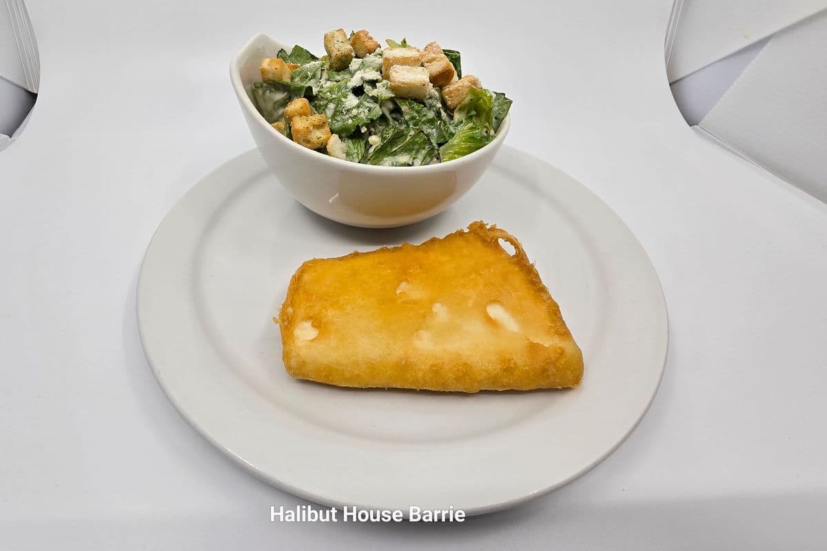 Lunch-Size Halibut and Caesar Salad