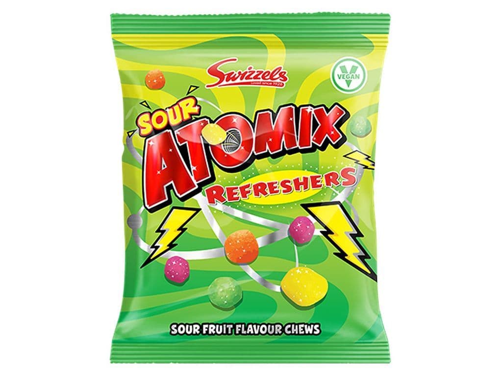 Swizzels Atomix Refreshers Sour Fruit Chews UK 100g Candies