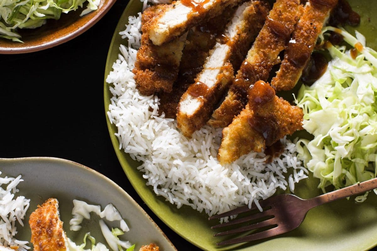 Rice And Salad With Tonkatsu(pork)