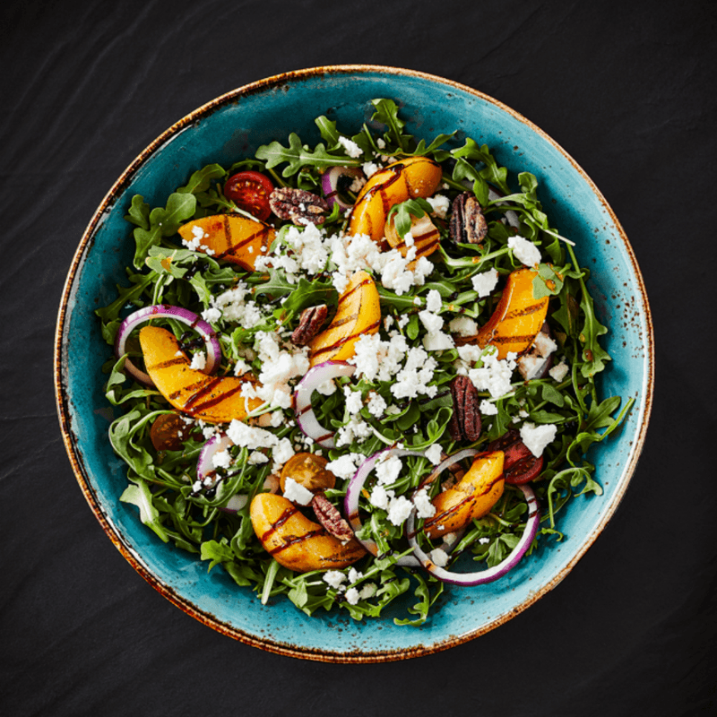 Salade de pêches grillées avec poulet