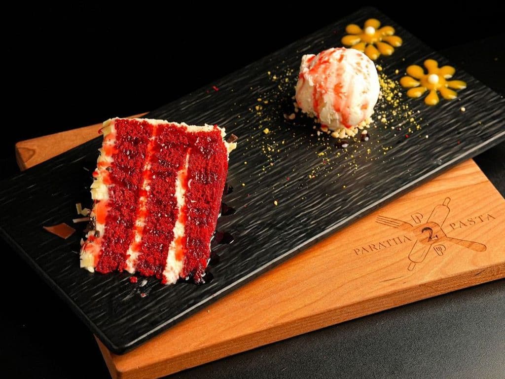 Red Velvet Cake with Vanilla Ice Cream