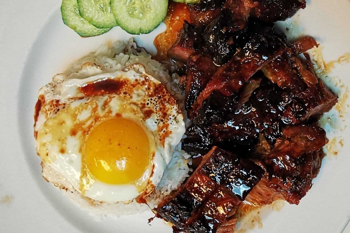 BBQ Pork with Fried Egg on Rice
