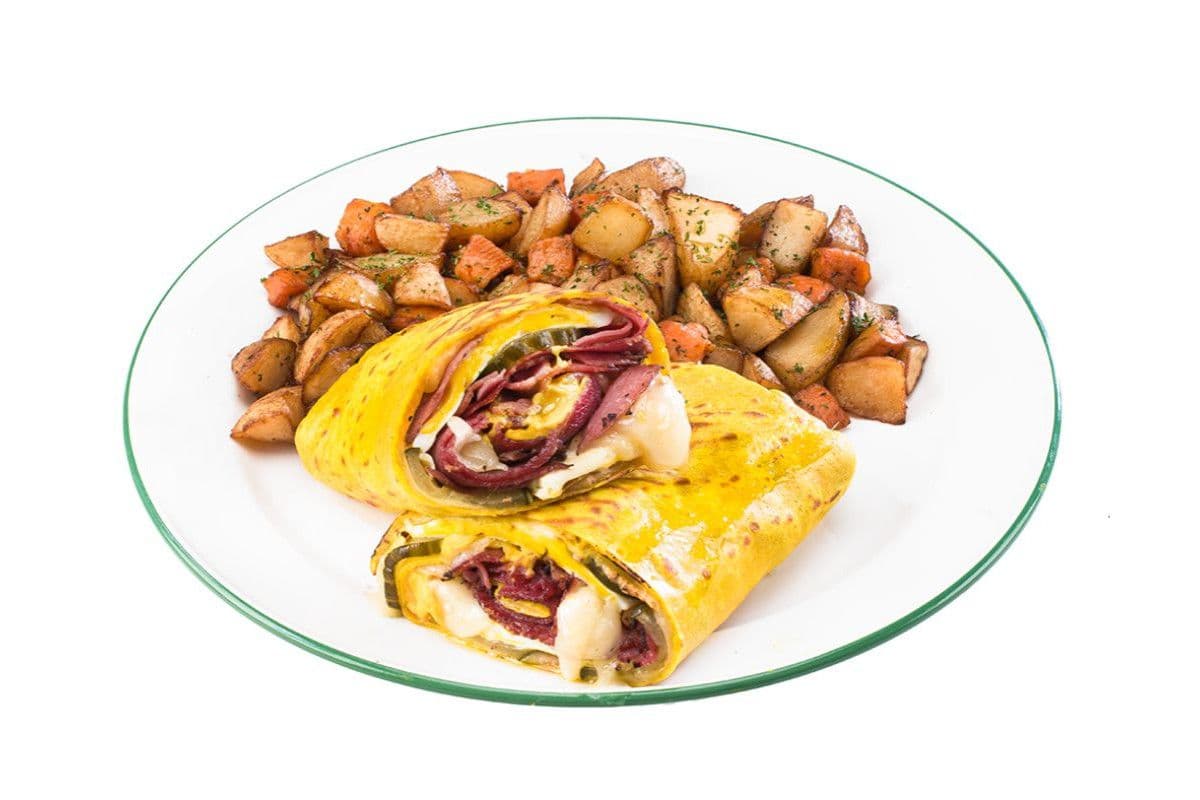 Smoked meat panini with potatoes (1080 Cals.)