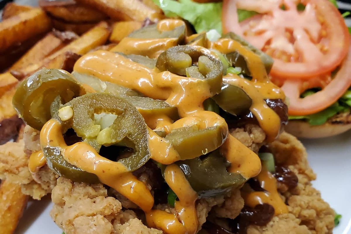 Jerk Crispy Double Chicken Burger & Chips