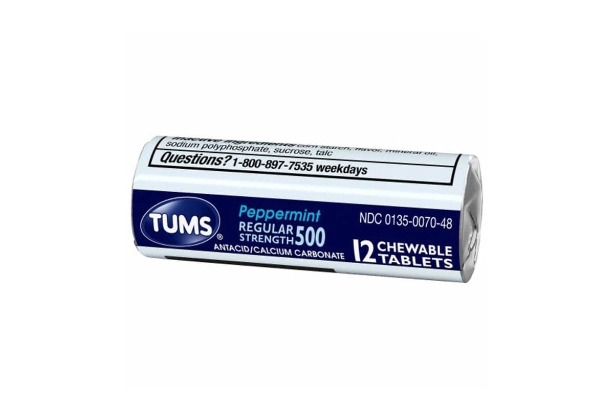 Tums Regular Strength 500mg Antacid Peppermint 12pcs