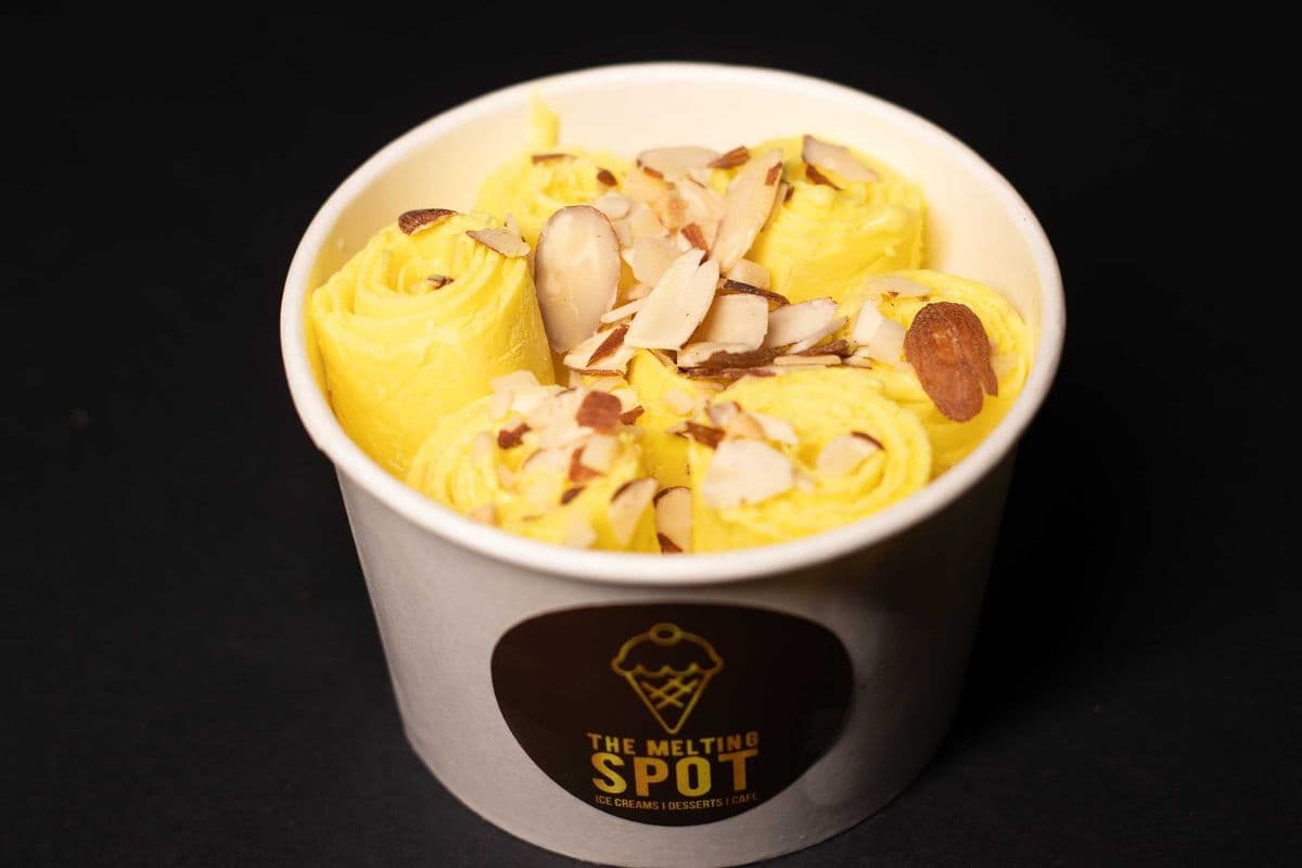 Kesar Badam Thai Rolled Ice Cream