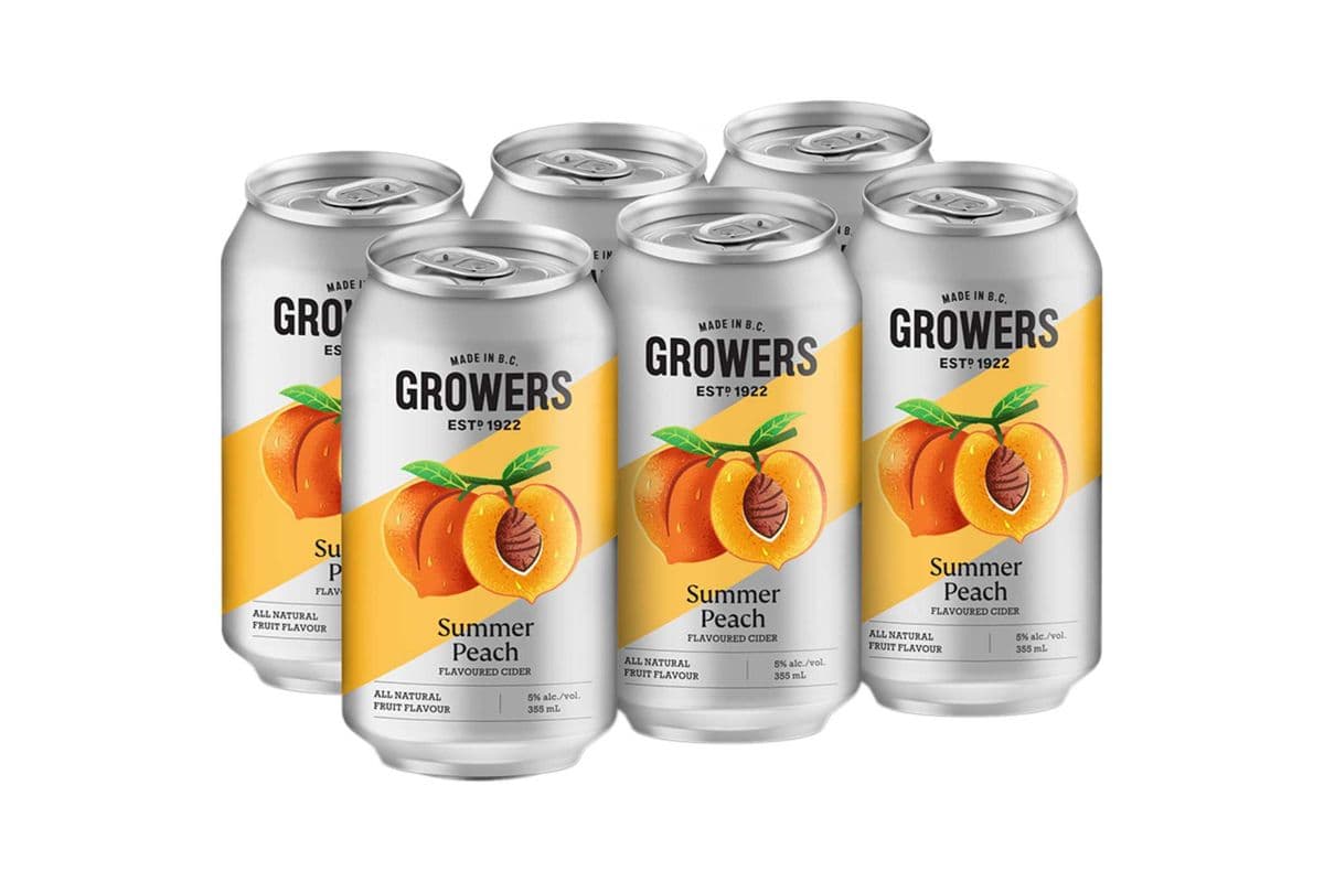Growers Summer Peach (6 x 355ml Cans)