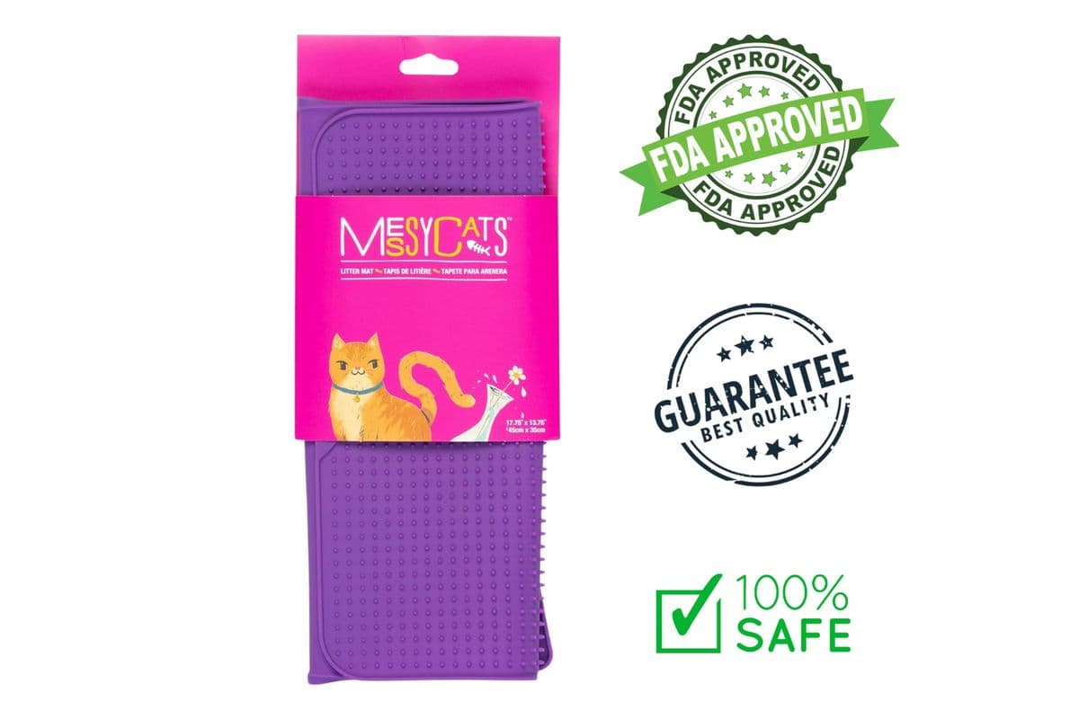 Messy Cats Silicone Litter Mat With Graduated Spikes 18" x 14" Purple
