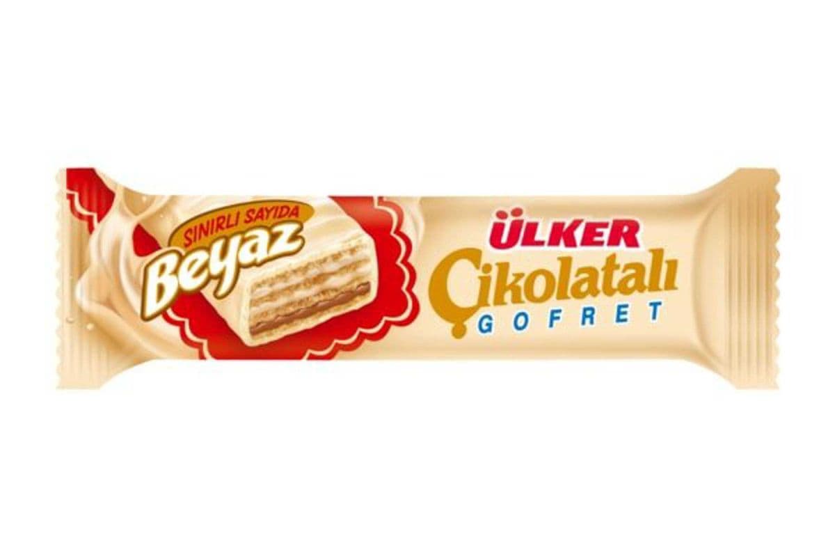 ULKER BEYAZ CIKOLATALI GOFRET WHITE CHOCOLATE COATED WAFER 35 g