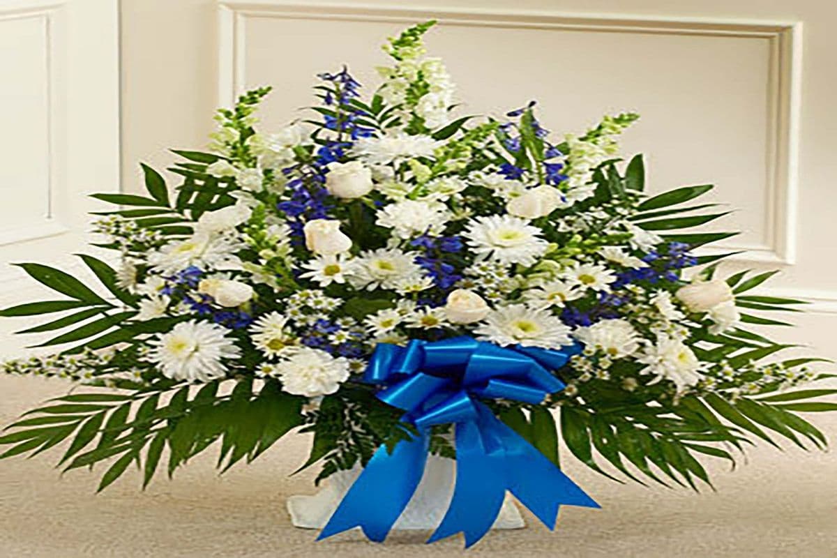 Heartfelt Tribute Floor Basket Blue and White