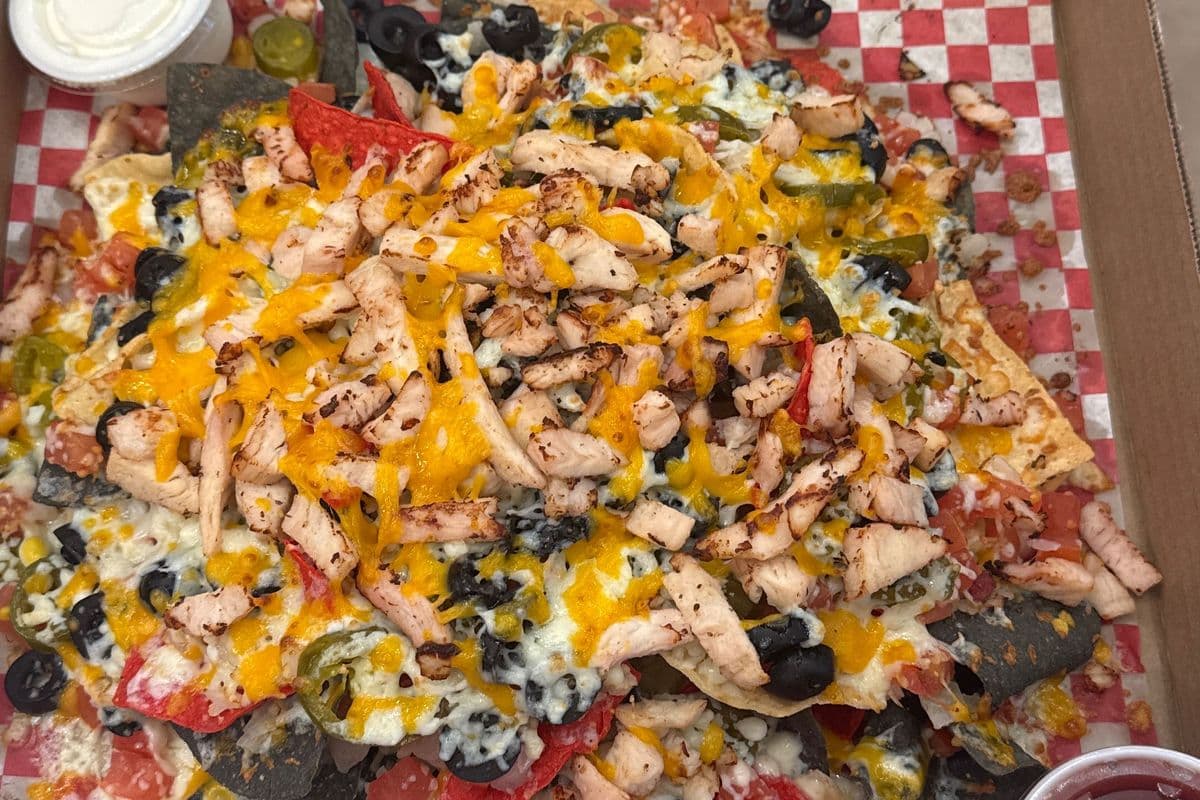 Chicken Nacho, Salsa Dip, and Sour Cream